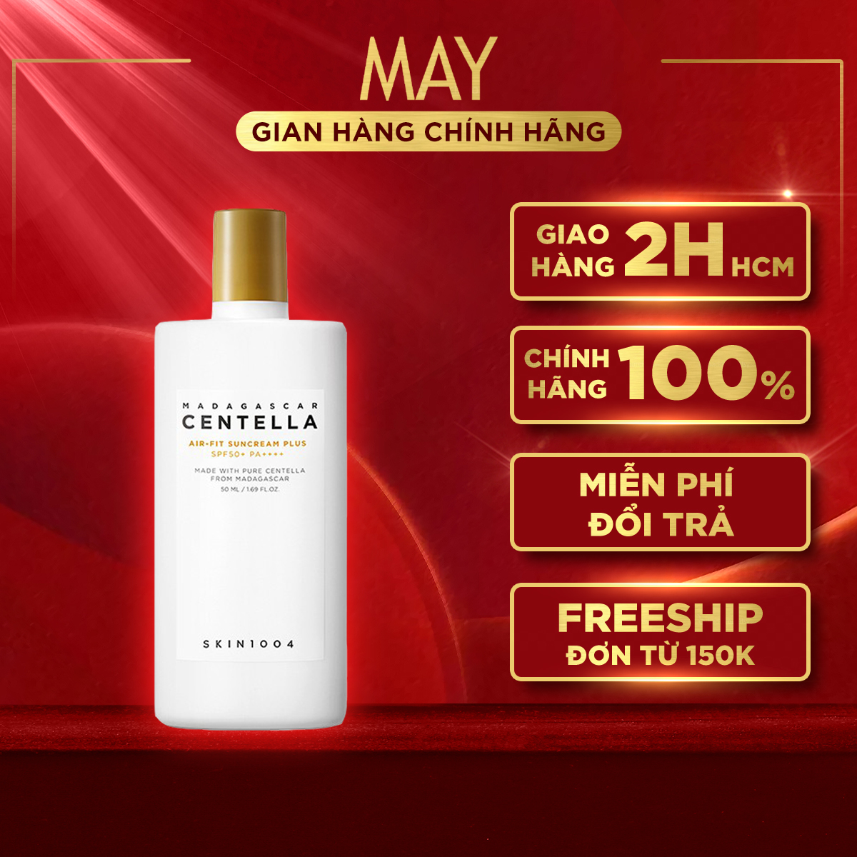 KEM CHỐNG NẮNG SKIN1004 Kiềm Dầu, Cho Da Mụn Nhạy Cảm Madagascar Centalla AIR-FIT Sunscream SPF 50+ PA++++ 50ml