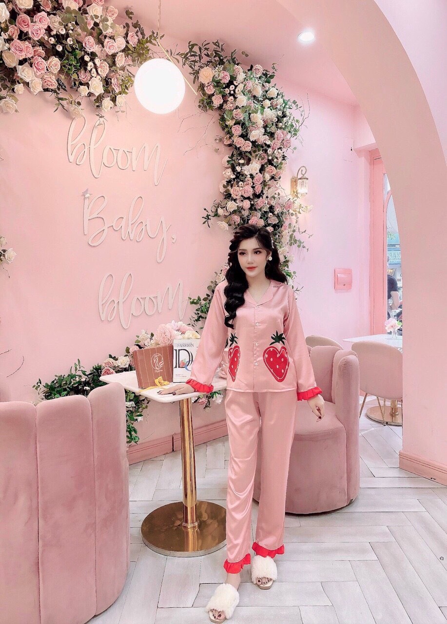 Sét bộ nữ áo tay dài quần dài lụa satin cao cấp