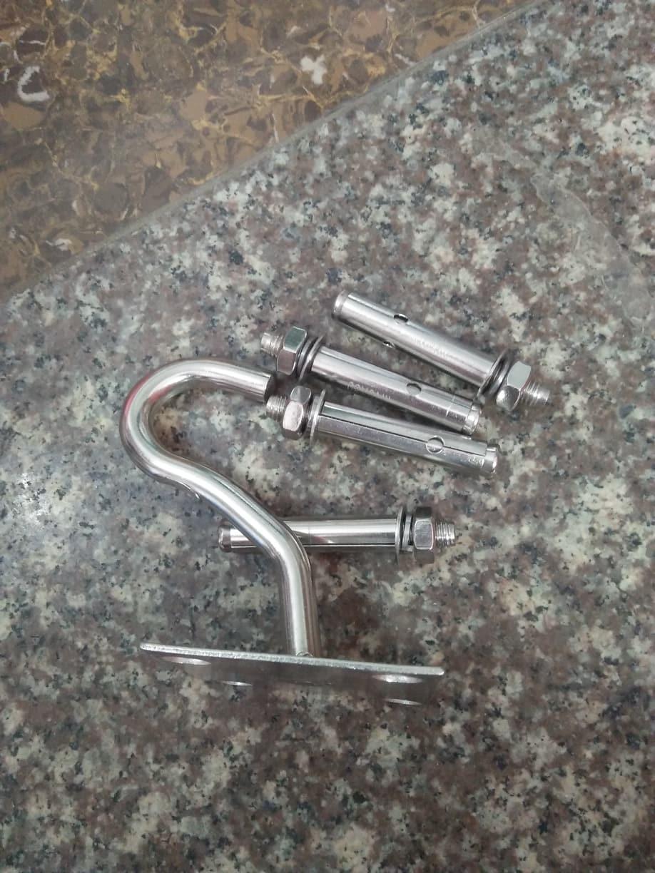 Combo 1 Móc treo võng Inox đế nổi kèm 4 nở Inox 10x80