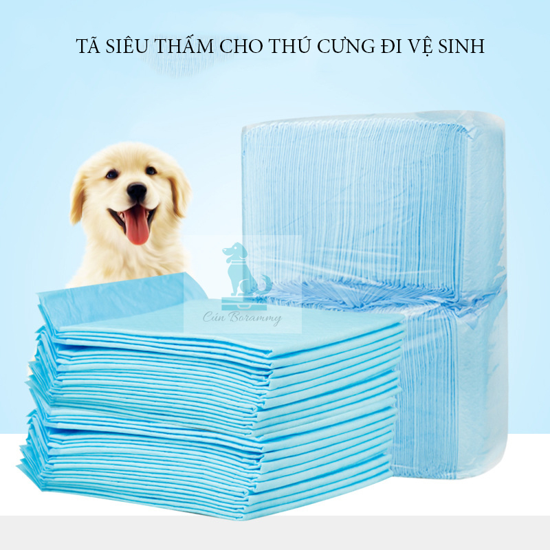 Tã lót cho chó mèo - tã cho thú cưng đi vệ sinh vào khay thảm chuồng bằng giấy siêu thấm - Bịch tã lót thấm nước tiểu cho thú cưng dùng để lót sàn đáy lồng 30 miếng