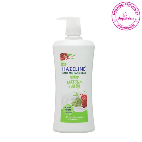 Sữa tắm sáng da Hazeline Matcha Lựu Đỏ chai 670g