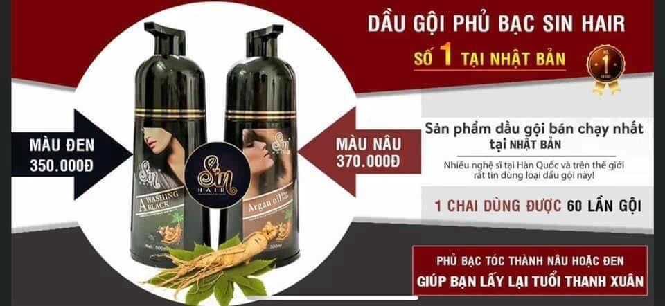 Dầu Gội Đen Tóc Nhân Sâm Sin Hair (Màu Đen)
