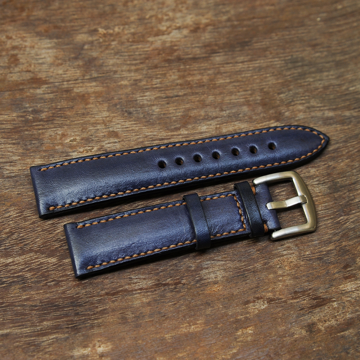Dây đồng hồ nam da bò handmade đơn giản mầu xanh navy- Dây đồng hồ handmade nam mỏng da bò nhập khẩu