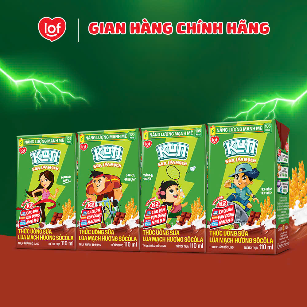 Sữa lúa mạch KUN vị socola thùng 48 hộp x 110ml