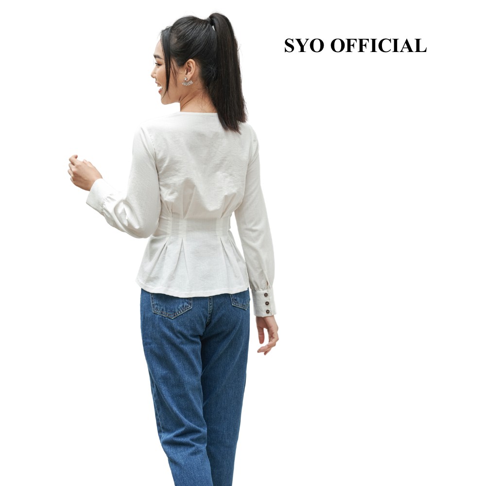 Áo Sơ Mi Xếp Ly Eo Tay Bồng, Măng Sét To A2002-21