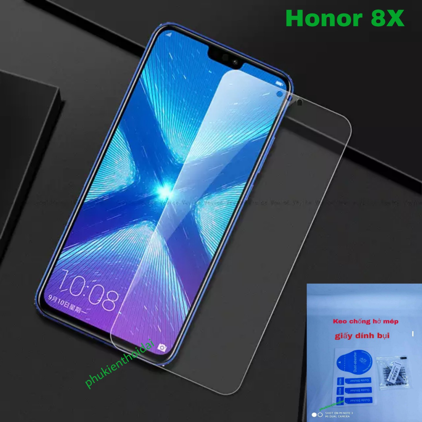 Kính cường lực Huawei Honor 8x loại tốt trong suốt 9H / 2.5D ( tặng keo mép )