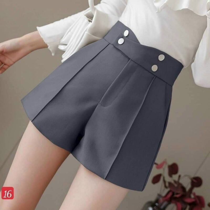 Quần Short Lưng Cao 4 Cúc Cạp Chéo