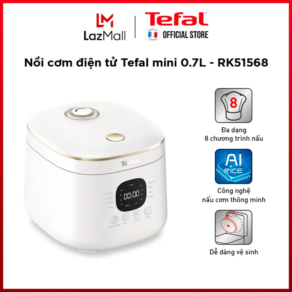 Nồi cơm điện tử tefal rice mate mini 0.7l rk515168