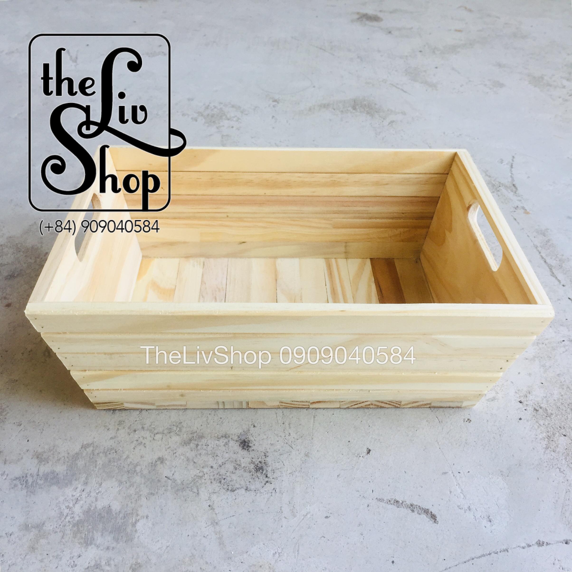 Combo 5 giỏ gỗ thông quà tết 30x22x10cm