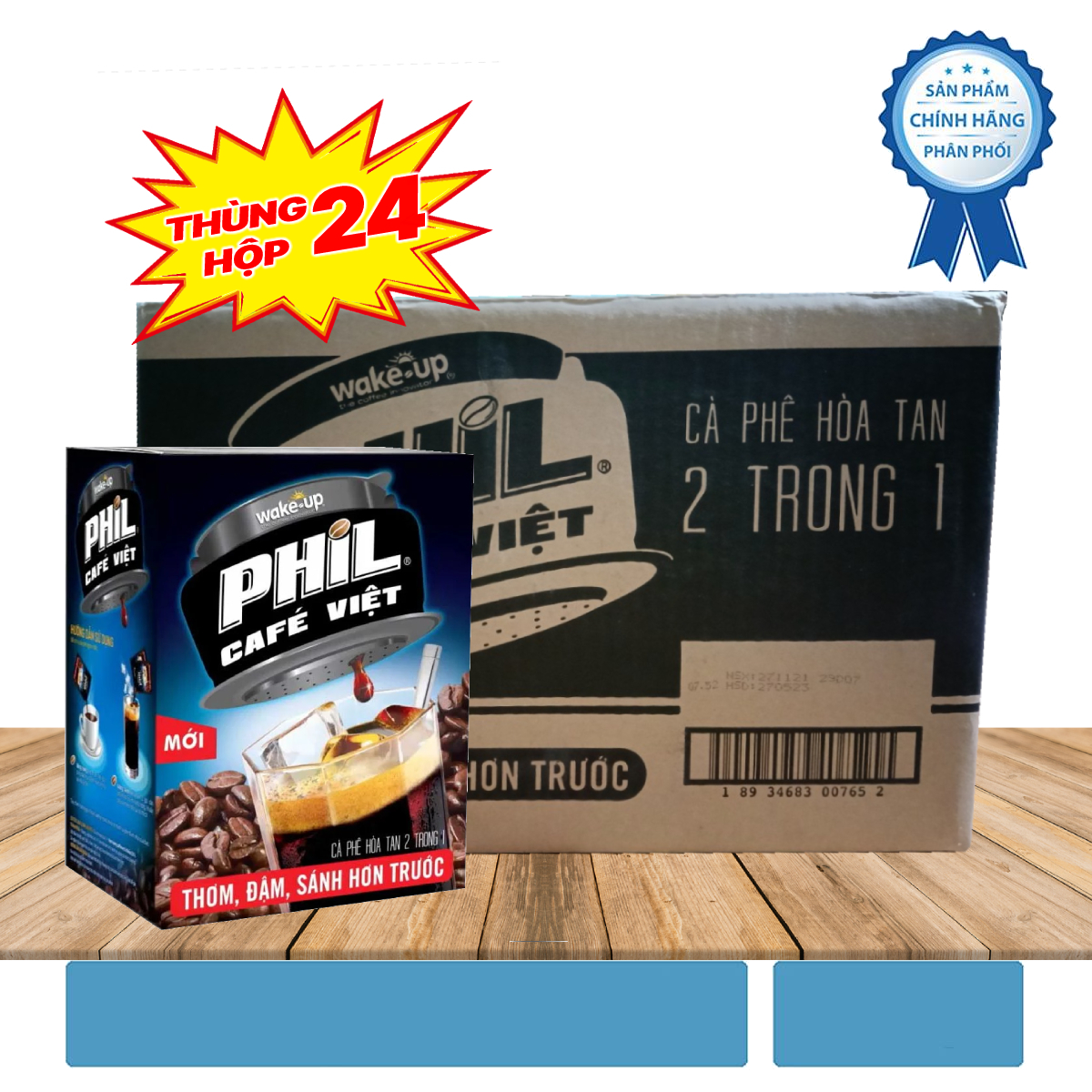 Thùng 24 hộp cà phê hòa tan 2 trong 1 – phil café việt 16g/gói
