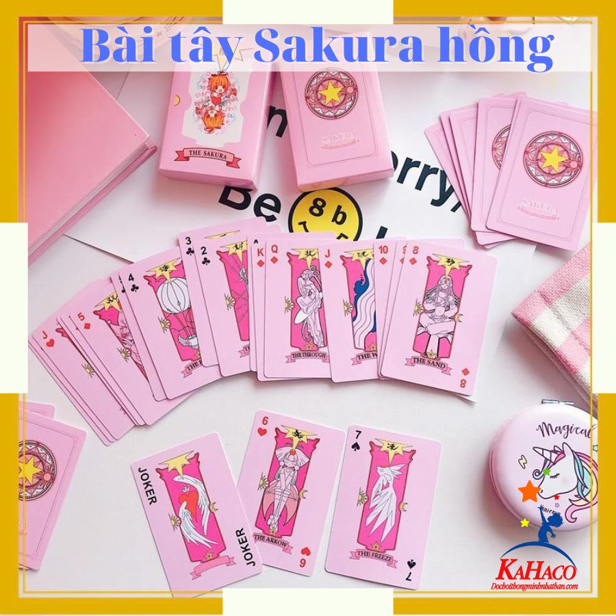 Bộ bài tây Sakura Tú Lơ Khơ Thủ Lĩnh Thẻ Bài Cardcaptor Sakura màu hồng