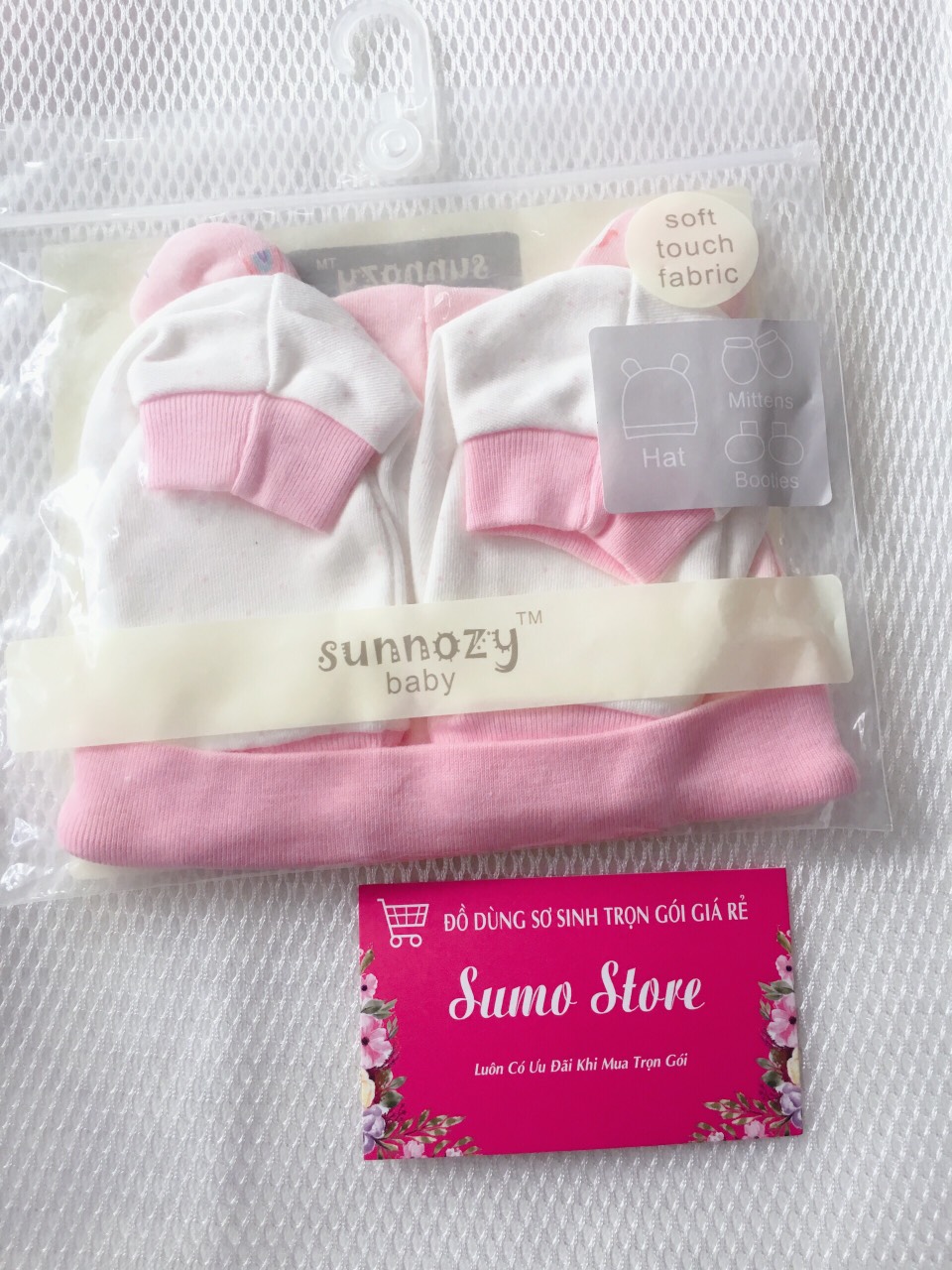 Set nón bao tay chân sơ sinh sunnozy