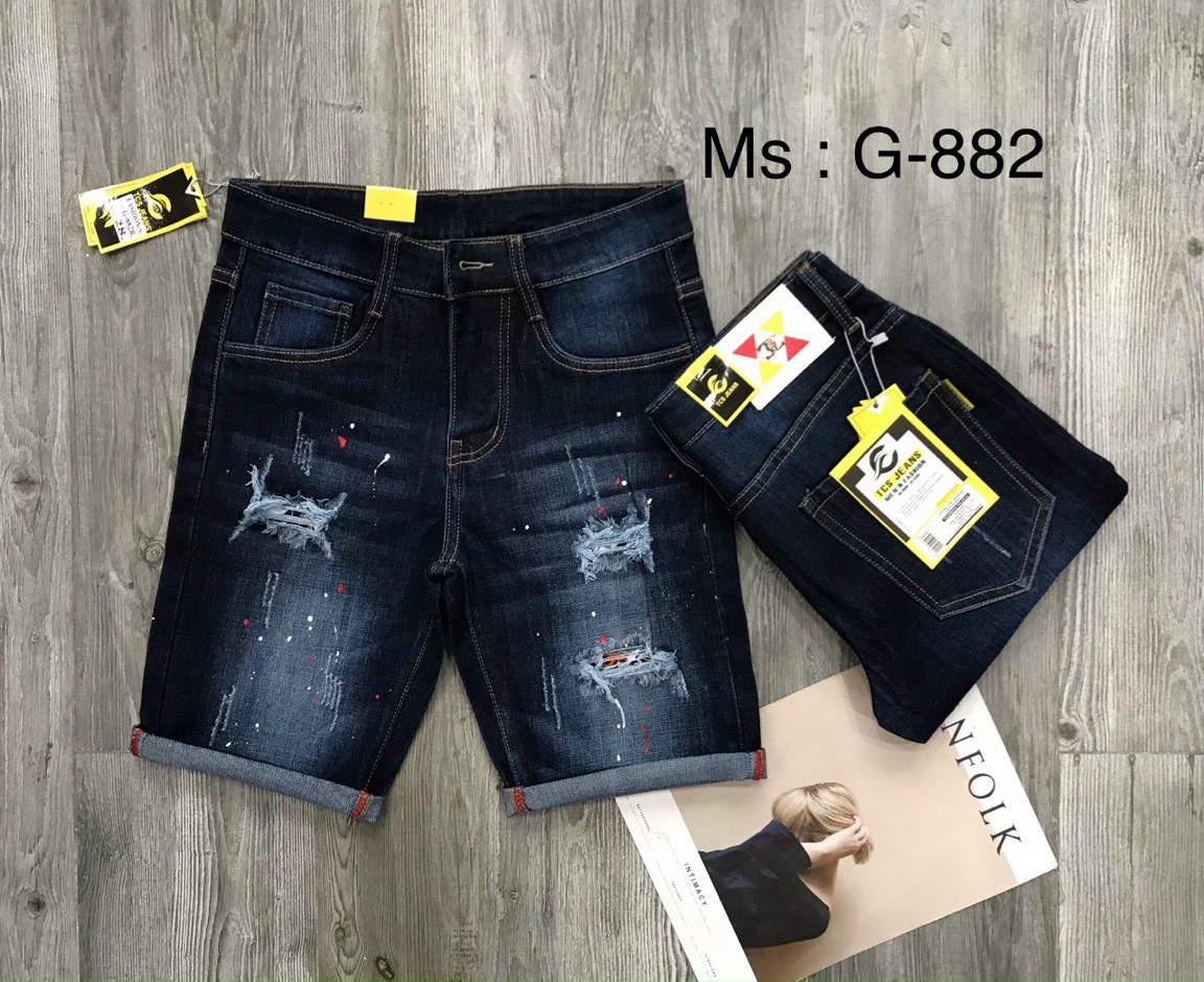 QUẦN SHORT JEAN NAM RÁCH ĐÙI TM025