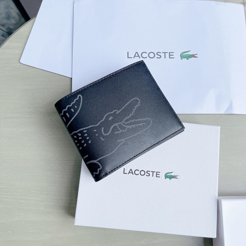 Lacoste - Ví Lacoste Hình Cá Sấu - Màu Đen (Size 11 X 9Cm) - Mixasale