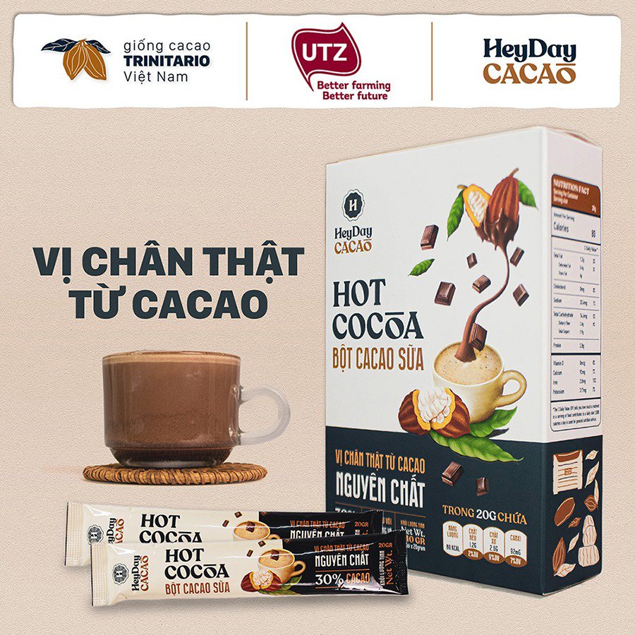 Bột ca cao sữa (Heyday Cacao) - 240g | hot cocoa, sữa dừa