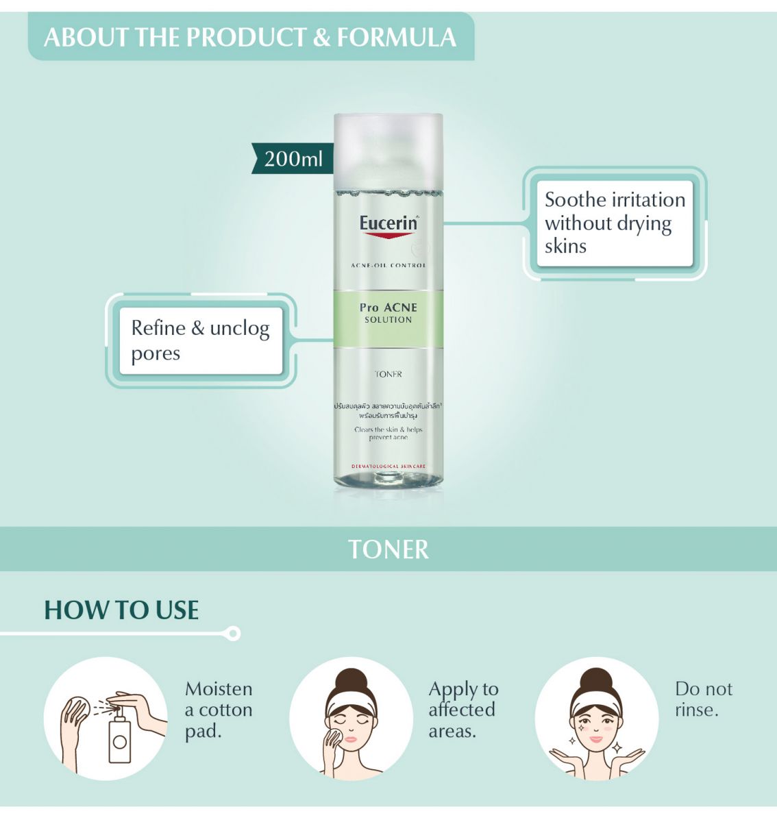 Nước hoa hồng Eucerin Pro acne solution toner chai 200ml