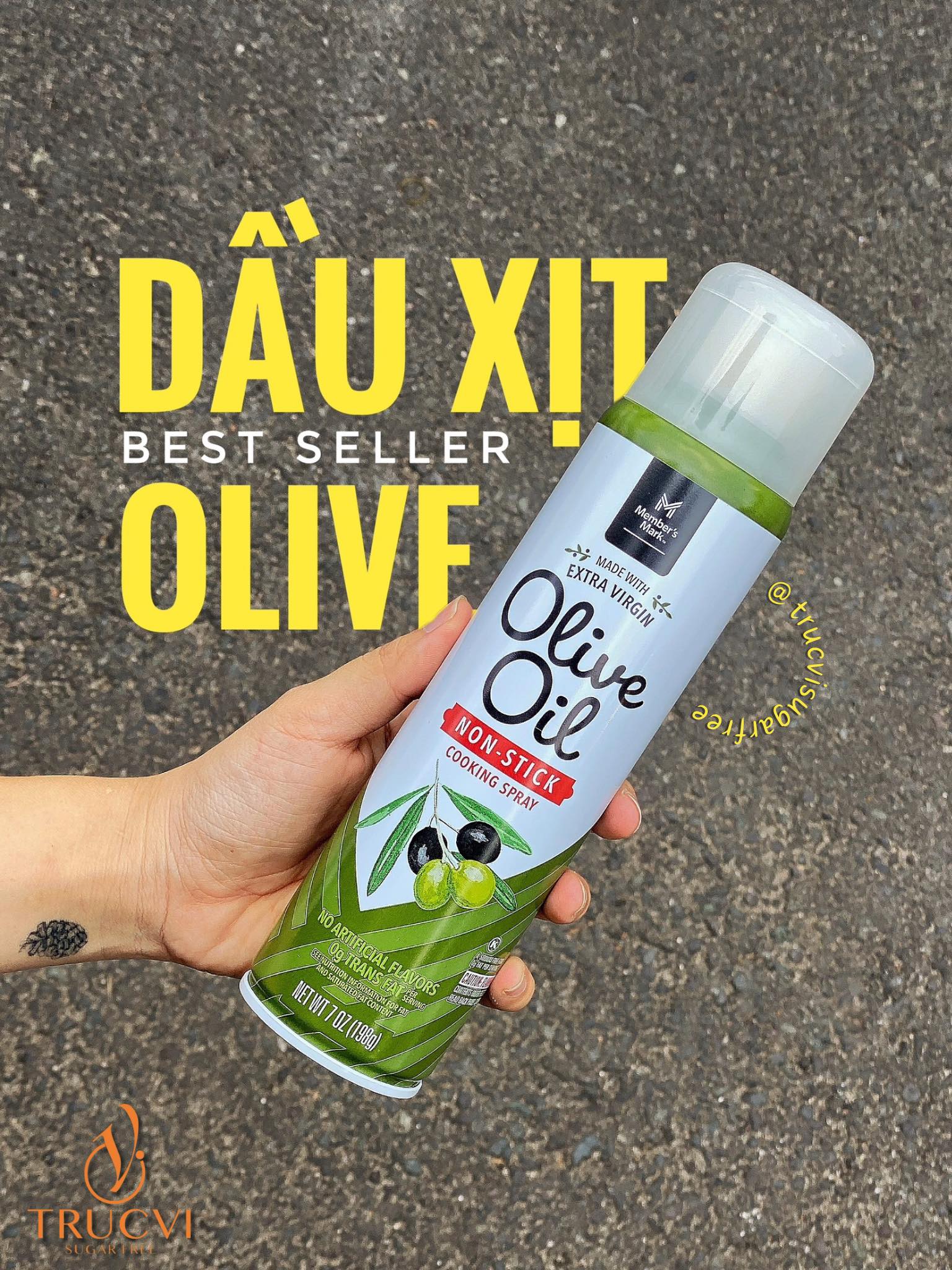 Dầu Olive Extra Vigin Members Mark dạng xịt 0 calo [eat clean , keto , gymer , tiểu đường, ăn kiêng]
