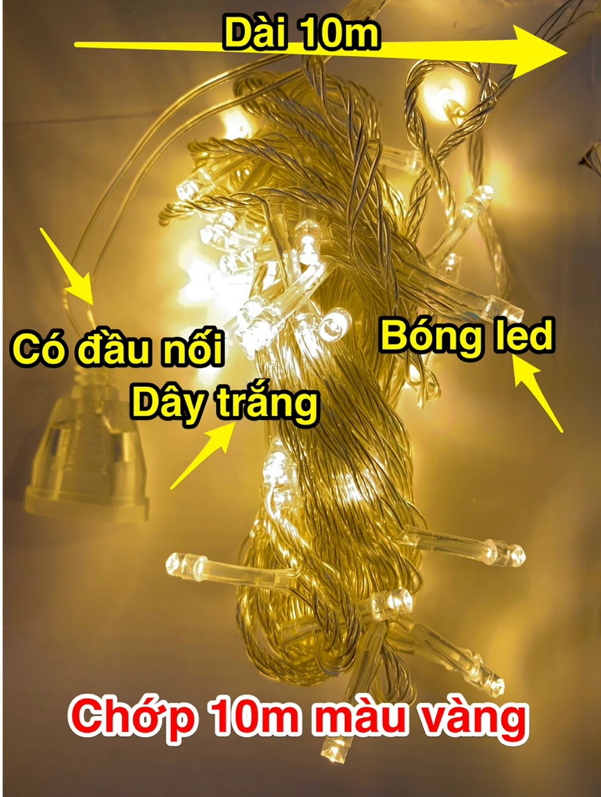 Dây Đèn Led 10M Chống Nước có Đuôi Nối có Chớp