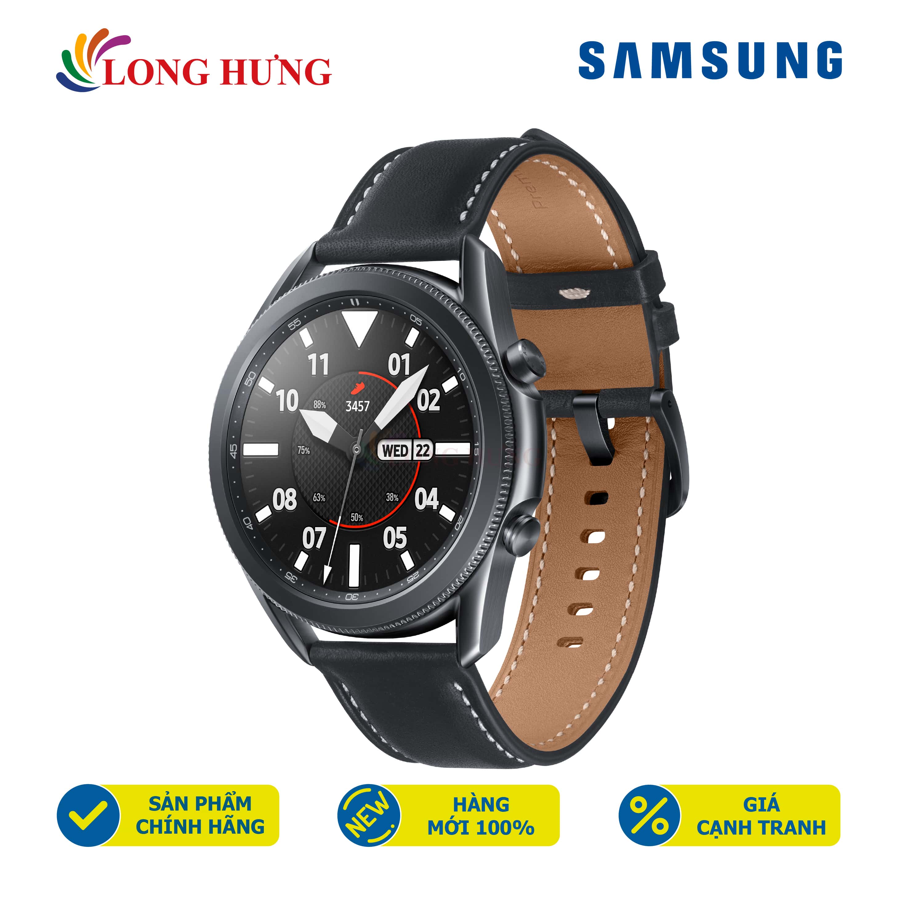 Đồng hồ thông minh Samsung Galaxy Watch 3 viền thép dây da...