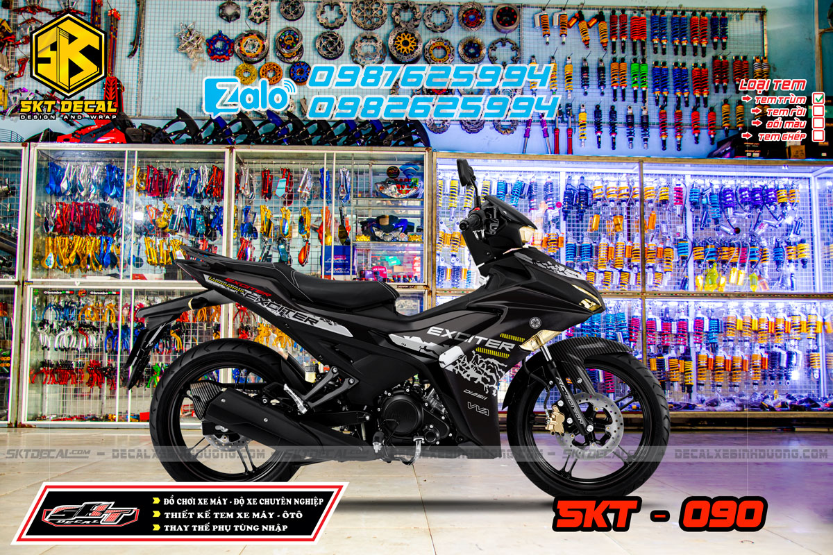 tem trùm exciter 155 đen trắng vva