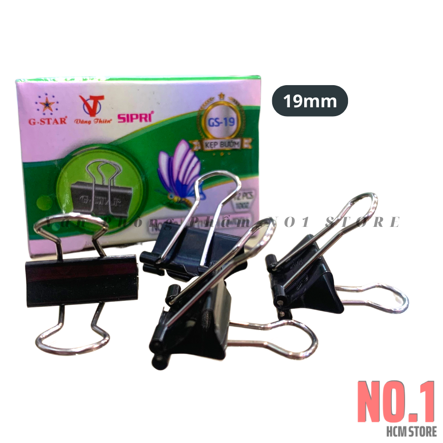 Hộp 12 cái kẹp bướm đen 19mm gstar