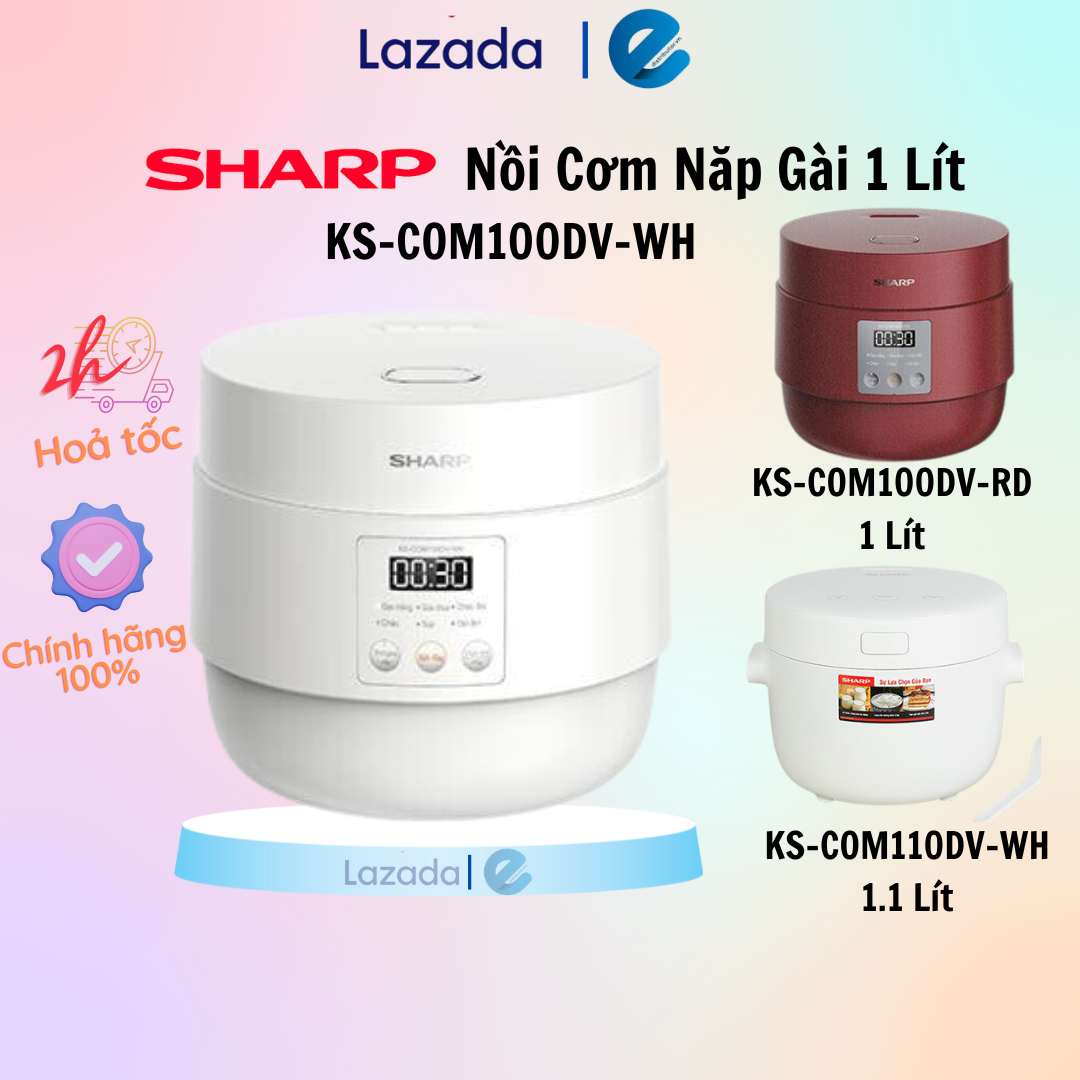 Nồi cơm điện tử Sharp KS-COM100DV-WH(1L)-Hàng Chính Hãng