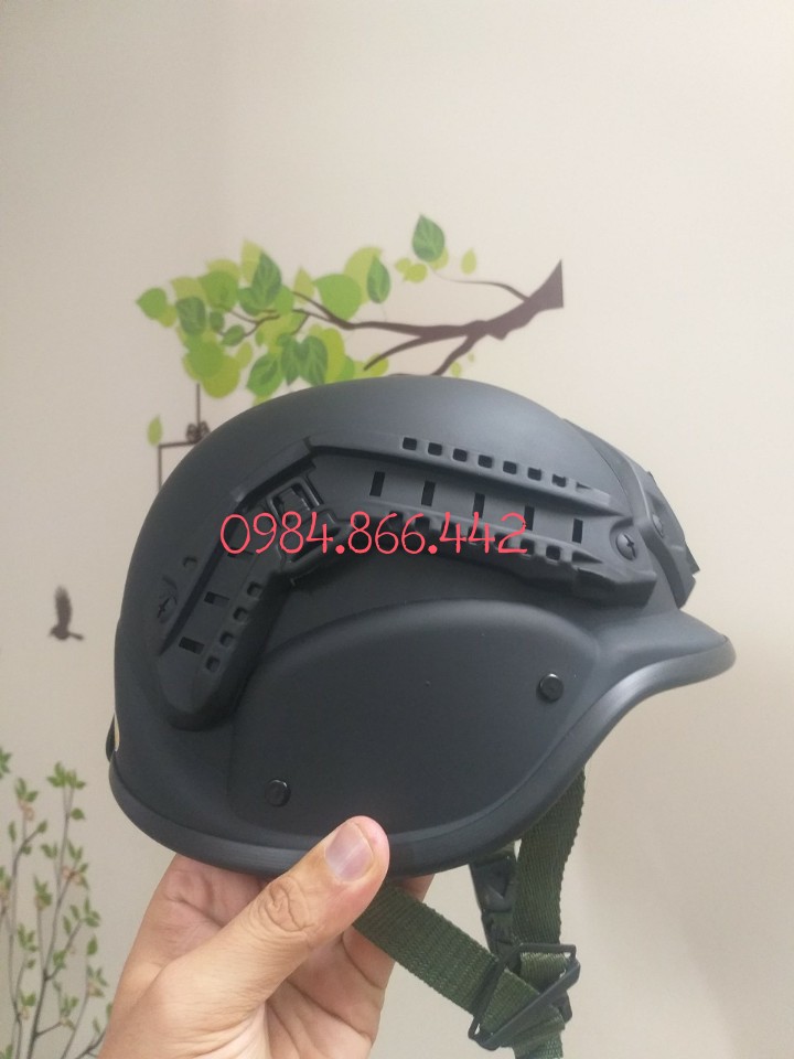 [HCM]Nón bảo hiểm lính cao cấp đen