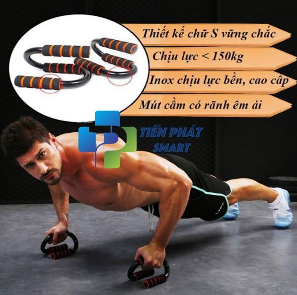 Dụng Cụ Tập Chống Đẩy Hiệu Qủa,(Bộ 2 Chiếc) Dụng Cụ Tập Hít Đất Bằng Thép Cao Cấp Hình Chữ S Nhỏ Gọn Chống Trượt