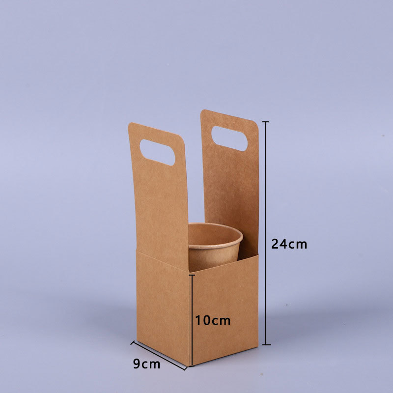 Túi giấy kraft 2 ngăn đựng ly nước và hoa
