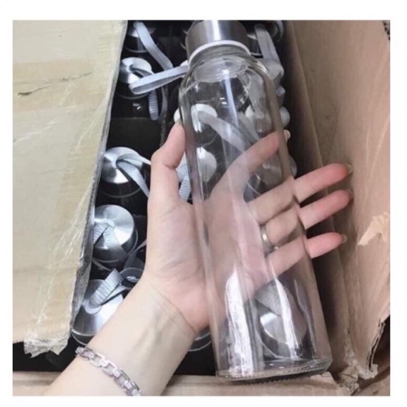 Chai thuỷ tinh nắp thiếc có dây 300ml 500ml