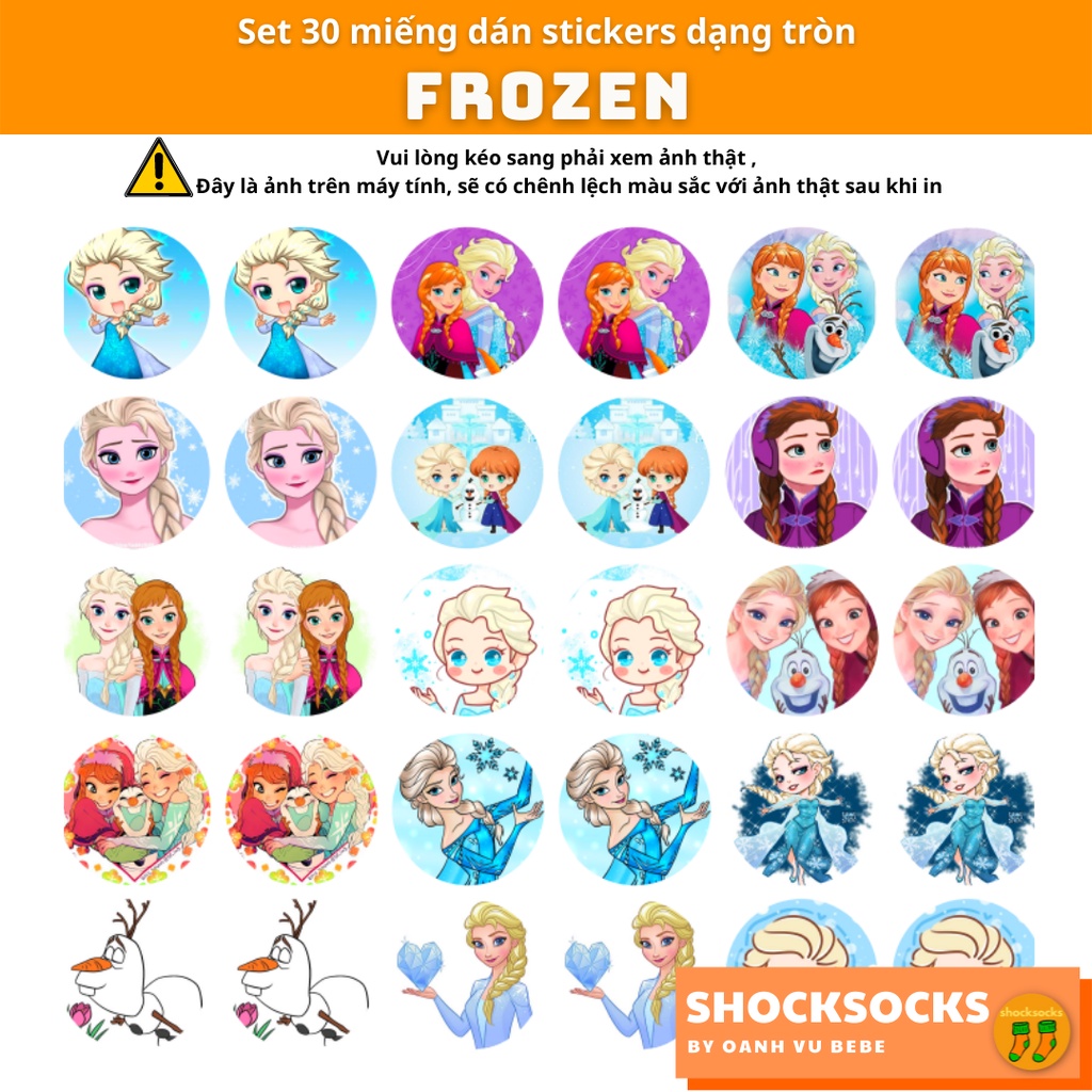 30 miếng dán stickers hình CÔNG CHÚA ELSA FROZEN