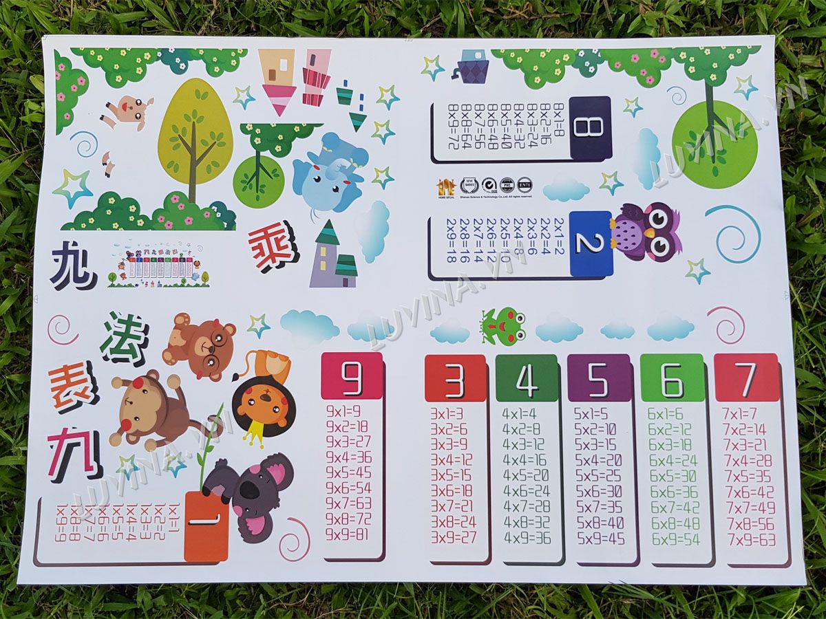 DECAL DÁN TƯỜNG BẢNG CỬU CHƯƠNG 2
