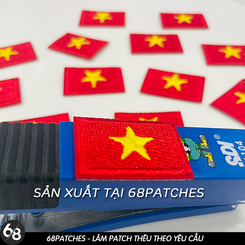 Patch vải thêu logo cờ Việt Nam (mẫu nhỏ 3x2cm) ủi nhiệt D14