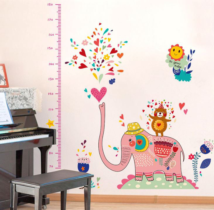 [HCM]Decal dán tường thước đo chiều cao voi phun tim