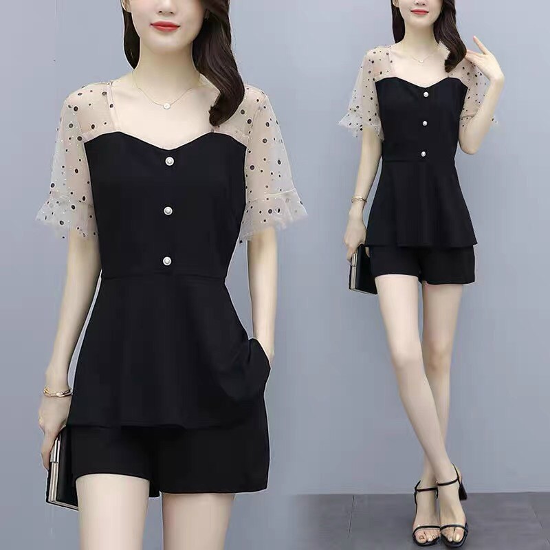 SET BỘ NỮ BIG SIZE SIÊU XINH POLY 2 DA PHỐI LƯỚI BI TÔN DÁNG CHO CHỊ EM