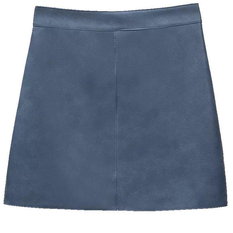 chân váy da xanh trơn size L eo dưới 70