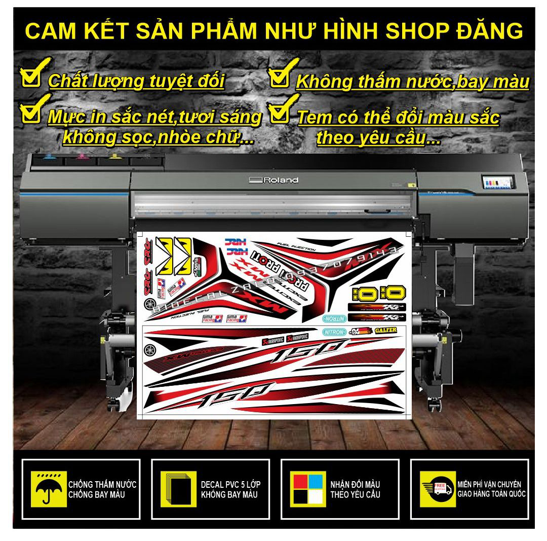 TEM RỜI EXCITER 150 MXKING CHẾ PHỐI TRẮNG ĐỎ