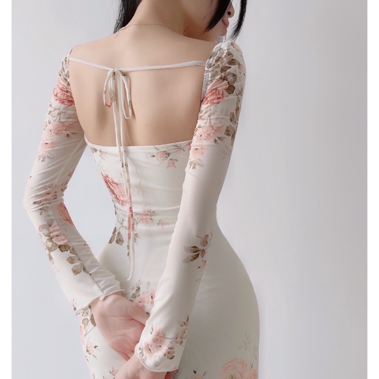 Đầm Body Thun Mesh Tay Dài Tôn Dáng