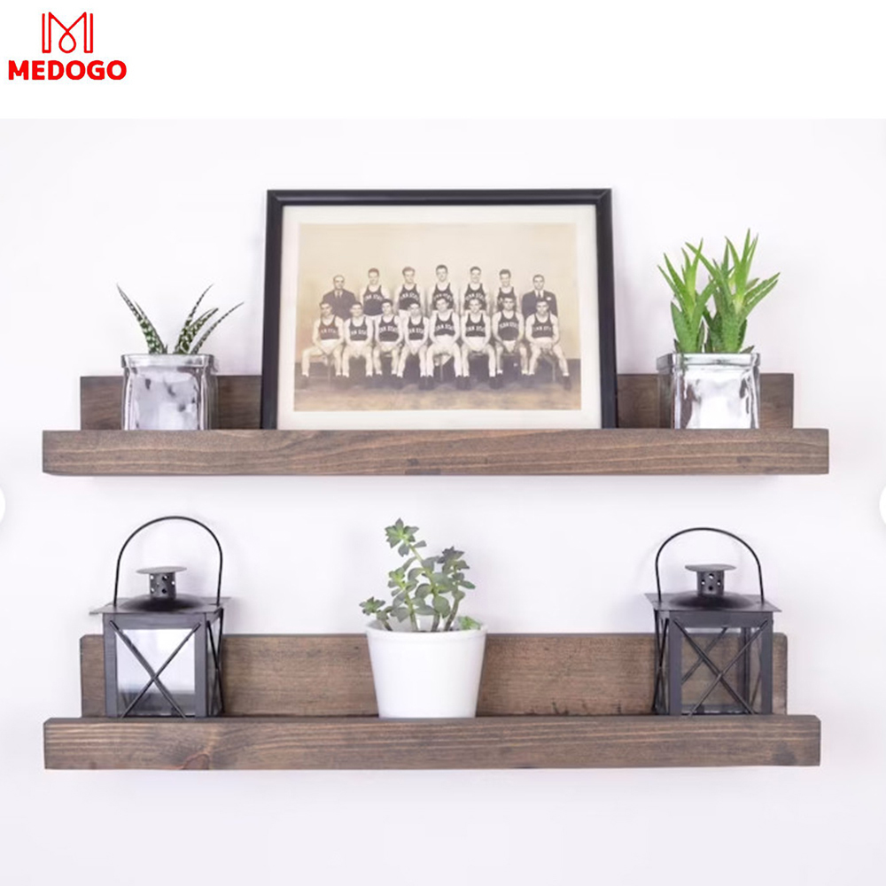 Kệ gỗ treo tường loại mảnh nhiều kích thước màu nâu socola, kệ trang trí Anzzar, decor phòng khách, phòng ngủ