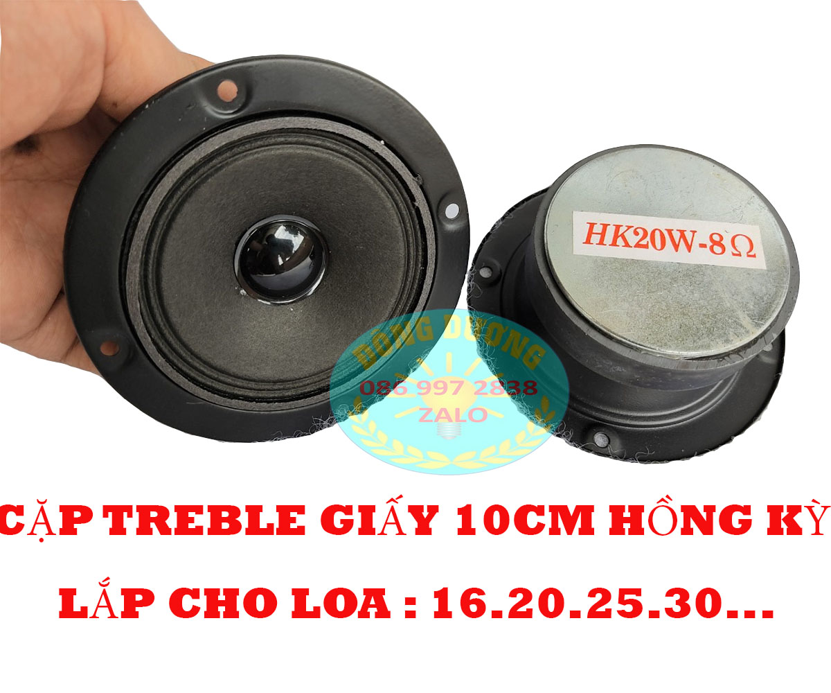 BỘ 2 CỦ  LOA TÉP GIẤY 10CM HÔNG KÌ TRÒN - KÈM TỤ 1,5MF TỐT - LOA TREBLE RỜI