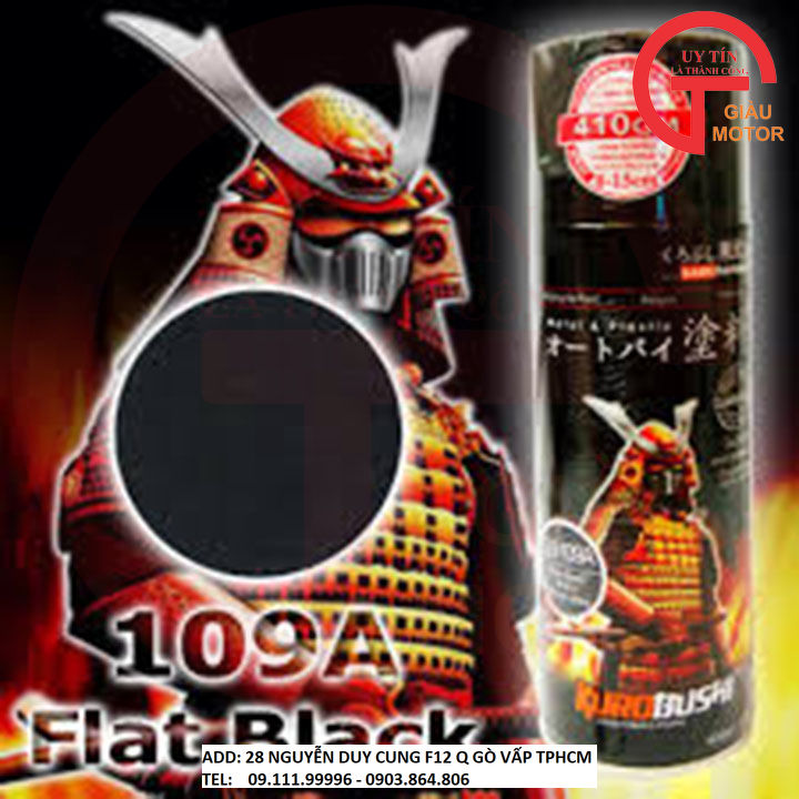 Chai sơn xịt Samurai Kurobushi 109A màu đen nhám 400ml