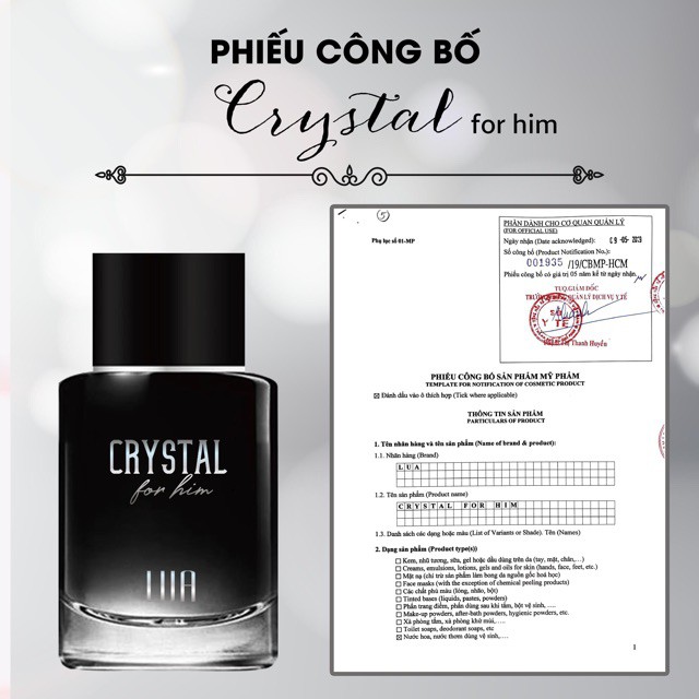 Nước hoa nam Lua Crystal For Him –  ẤM ÁP VÀ THANH LỊCH (60ML)