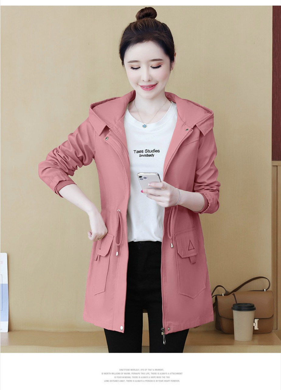 Áo Khoác Kaki Nữ Form Dài Nón Rộng Mặc Tránh Nắng Chống Gió Cực Tốt, Mẫu Mặc Quanh Năm. UT
