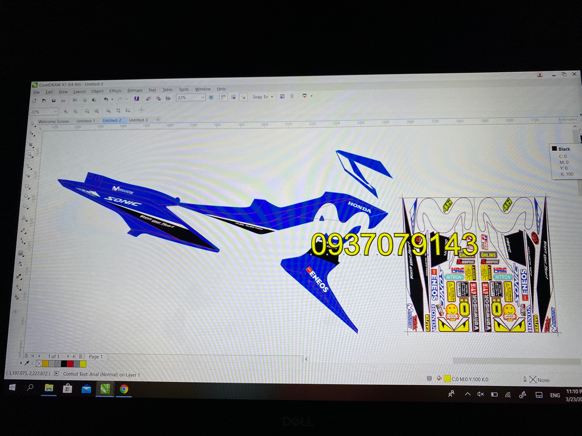 Tem rời Movistar dán xe Sonic xanh gp