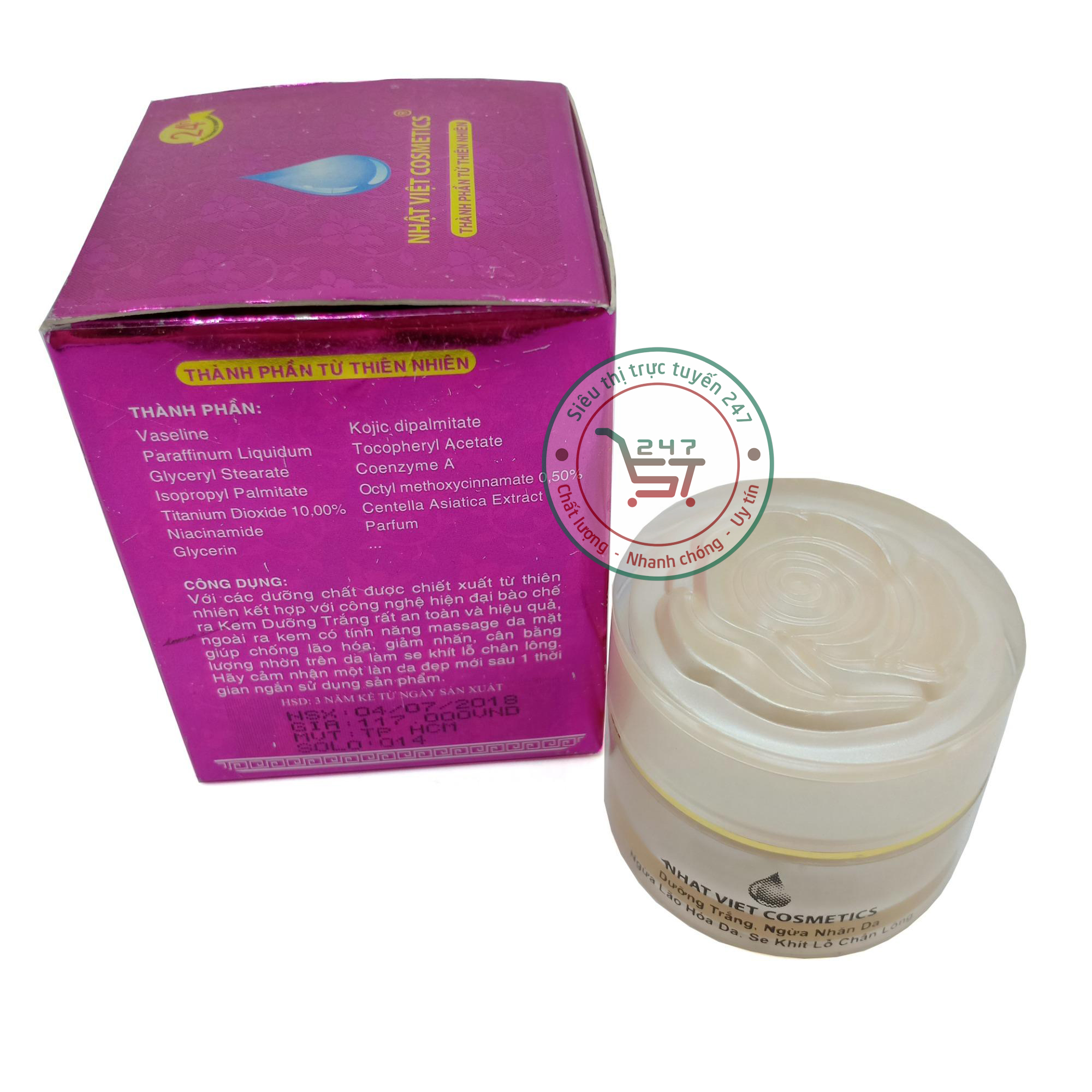 Kem dưỡng trắng da mặt ngừa nhăn chống lão hóa se khít lỗ chân lông Sắc Nét Ngọc Khang 10g (tím)