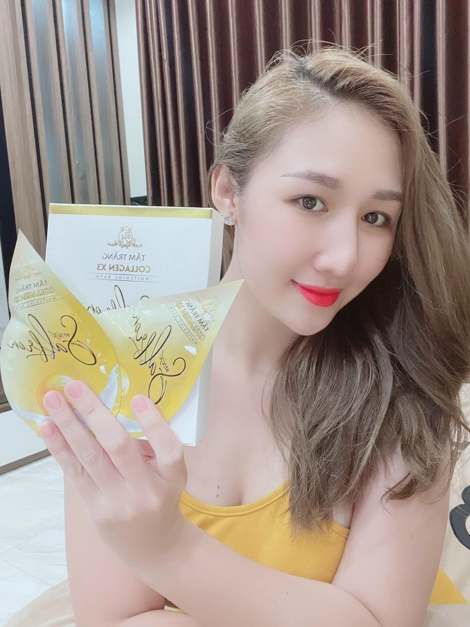 Tắm Trắng Toàn Thân, Kích Trắng Collagen x3 Đông Anh Luruxy Mix Saffron Hộp 3 Gói