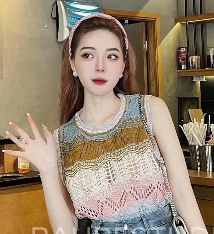 Áo len ba lỗ mix màu