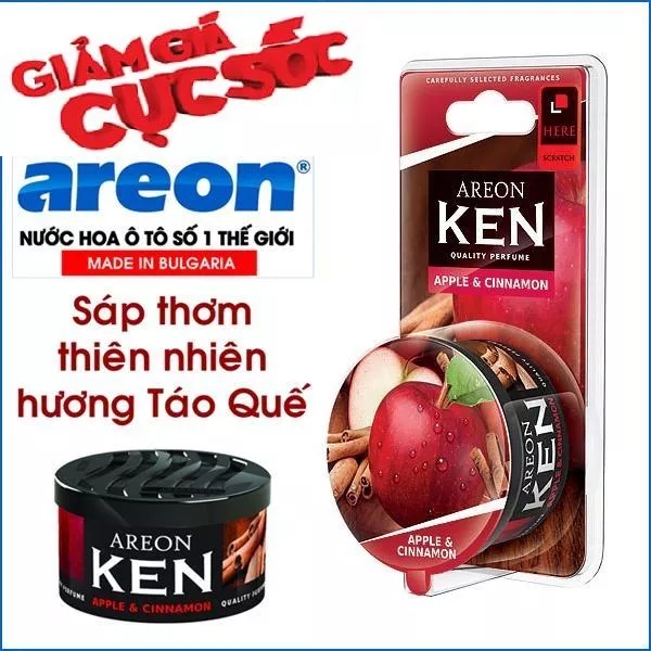 Sáp thơm ô tô hương táo & quế Areon Ken Apple & Cinnamon