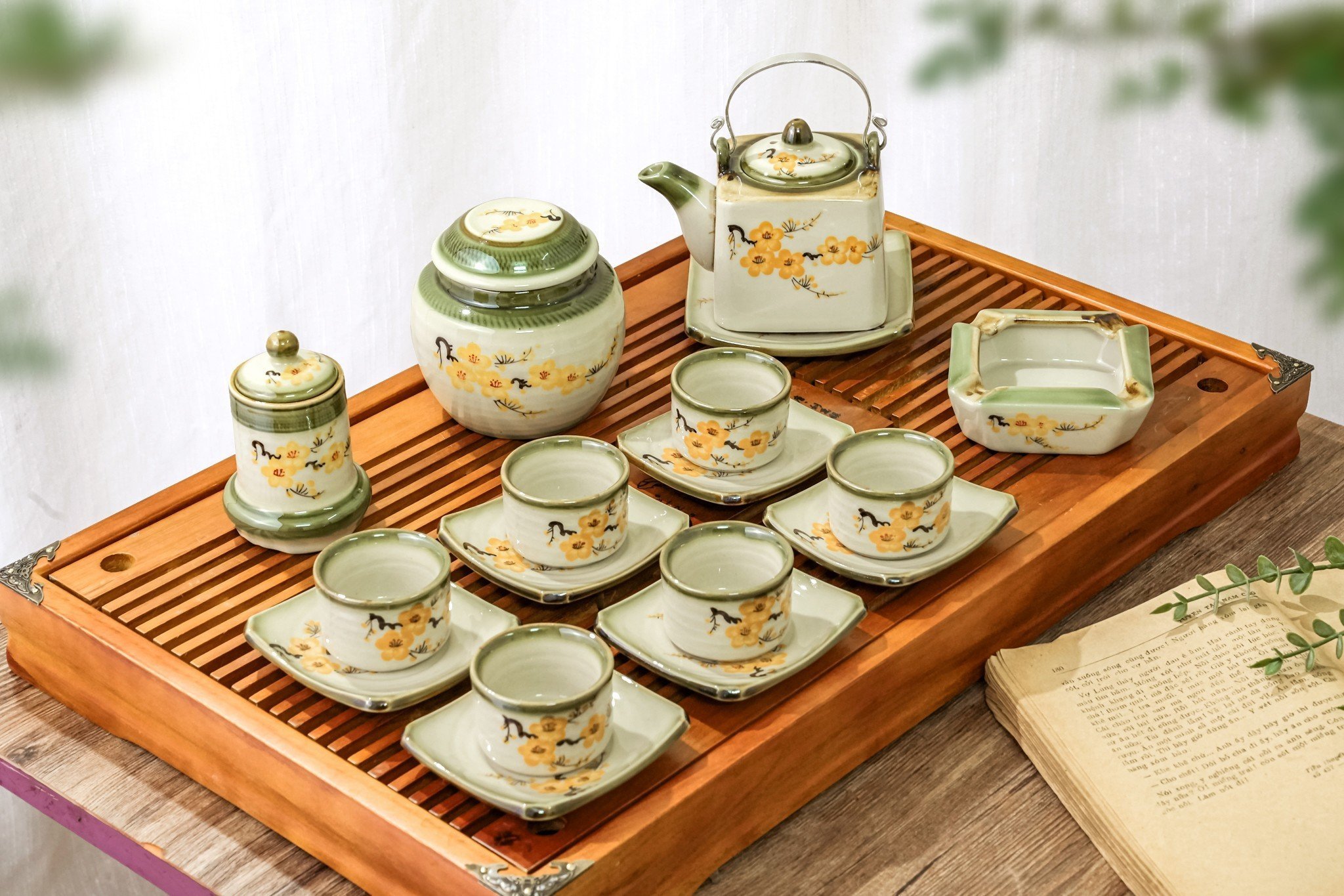 Ấm chén gốm sứ bát tràng bộ ấm chén pha trà cao cấp bộ trà đẹp