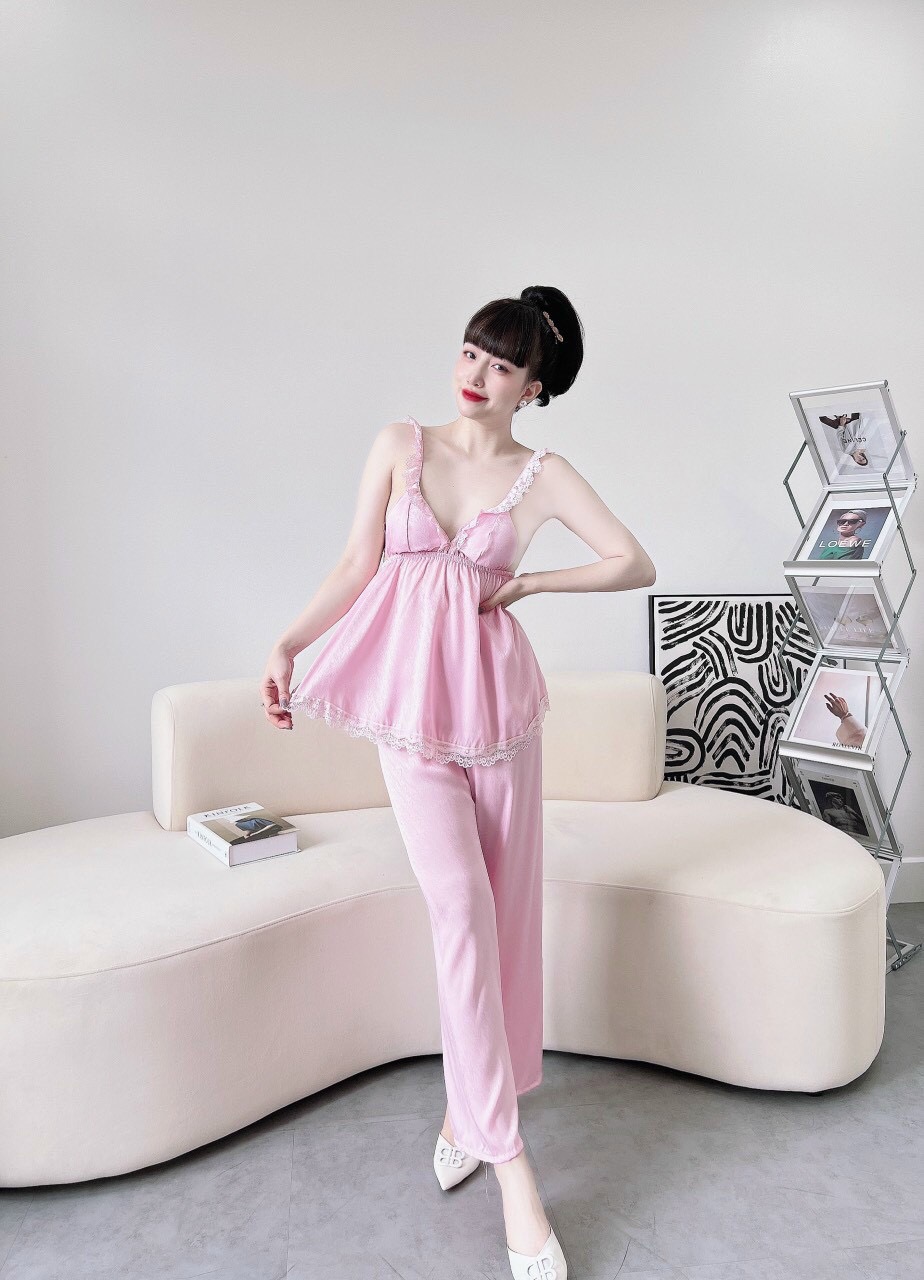 Sét bộ ngủ 2 dây ren quần dài TH
